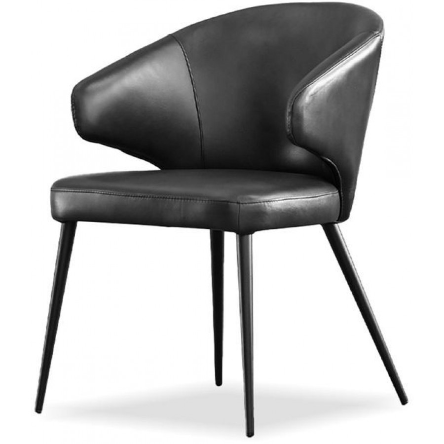 Mobital - Stretto Dining Chair in Pitch Black, Leather