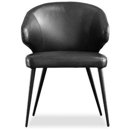 Mobital - Stretto Dining Chair in Pitch Black, Leather
