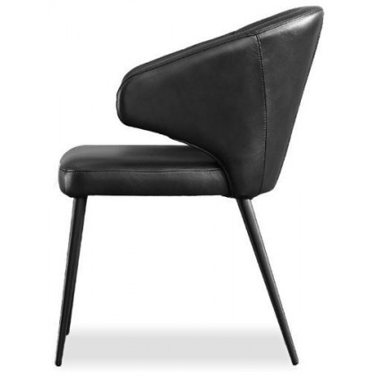 Mobital - Stretto Dining Chair in Pitch Black, Leather