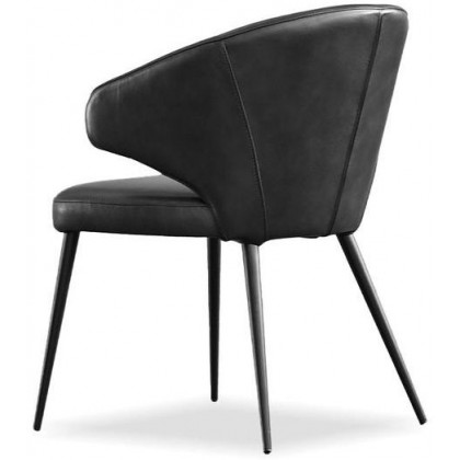 Mobital - Stretto Dining Chair in Pitch Black, Leather