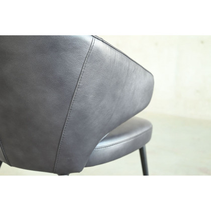 Mobital - Stretto Dining Chair in Pitch Black, Leather