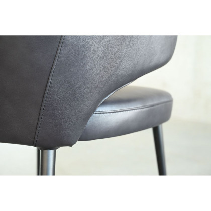 Mobital - Stretto Dining Chair in Pitch Black, Leather