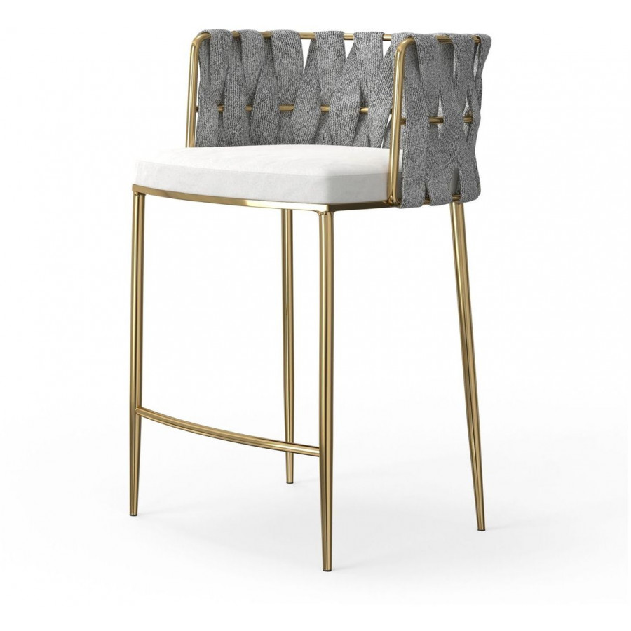 Mobital - Weaver Counter Stool in Oatmeal Tweed, Farina Nubuck
