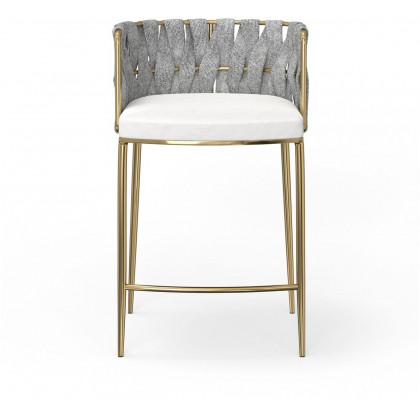 Mobital - Weaver Counter Stool in Oatmeal Tweed, Farina Nubuck