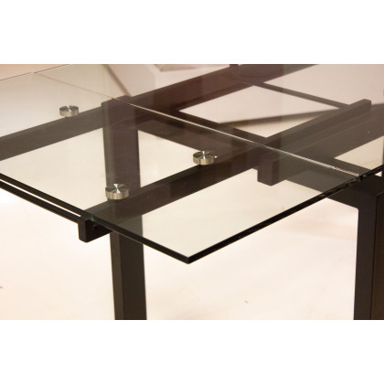 Mobital Cantro Dining Table - Black, Clear Tempered Glass