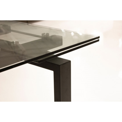 Mobital Cantro Dining Table - Black, Clear Tempered Glass