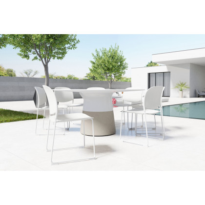 Mobital Maldives Round 63" Dining Table - White, Solid Surface