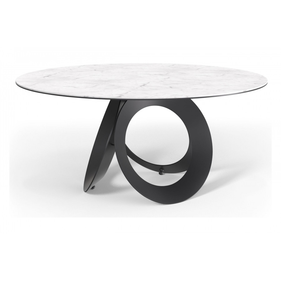 Mobital - Optic Dining Table in White, Ceramic