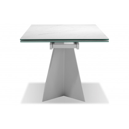 Mobital - Origami Dining Table with Double Extension in Carrera White, Ceramic