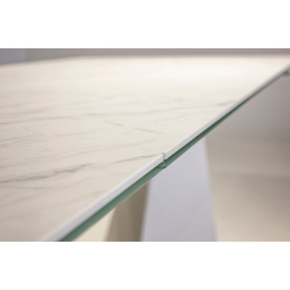 Mobital - Origami Dining Table with Double Extension in Carrera White, Ceramic