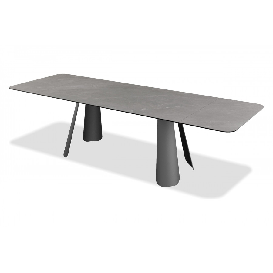 Mobital - Palazzo Dining Table with Double Extension in Gray, Ceramic