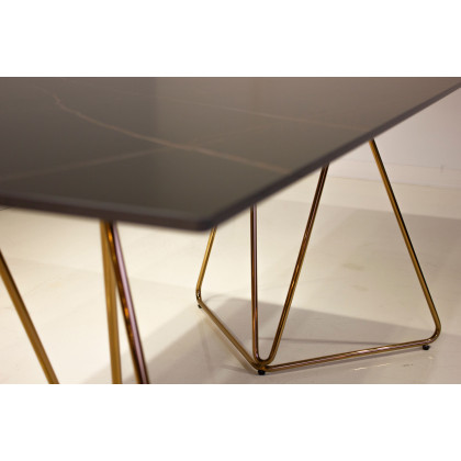 Mobital Papillon Dining Table - Sintered Lauren Black, Rose Gold Frame