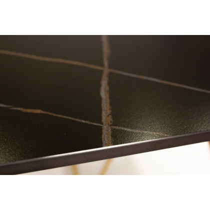 Mobital Papillon Dining Table - Sintered Lauren Black, Rose Gold Frame