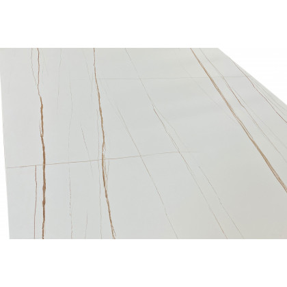 Mobital Papillon Dining Table - Sintered Lauren White, Black Legs