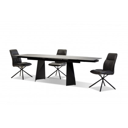 Mobital Prism Dining Table with Double Extension - Industrial Gray, Ceramic