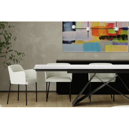 Mobital The W Dining Table with Double Extension - Carrera, Ceramic