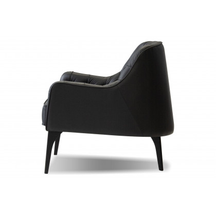 Mobital Ellington Flared Arms Solid Armchair - Black, Leather
