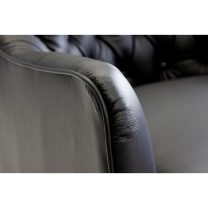 Mobital Ellington Flared Arms Solid Armchair - Black, Leather
