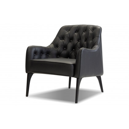 Mobital Ellington Flared Arms Solid Armchair - Black, Leather