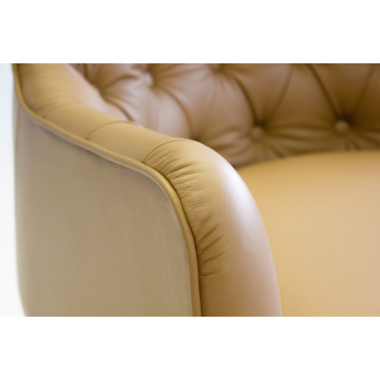 Mobital Ellington Flared Arms Solid Armchair - Caramel, Leather