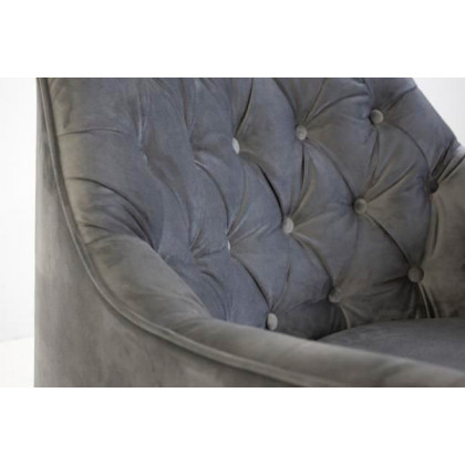 Mobital Ellington Flared Arms Solid Armchair - Graphite Velvet, Fabric