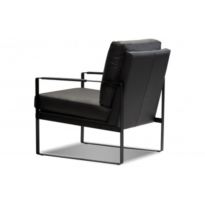 Mobital Mitchell Square Arms Solid Armchair - Black, Leather