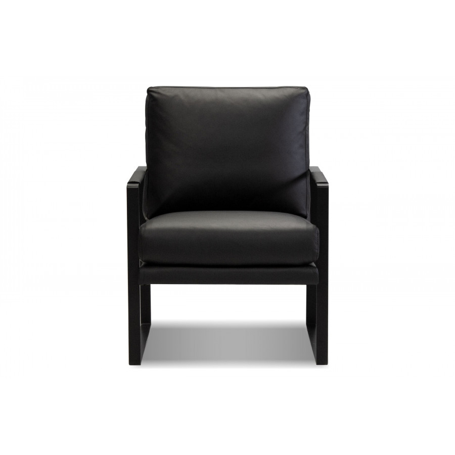 Mobital Mitchell Square Arms Solid Armchair - Black, Leather