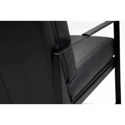 Mobital Mitchell Square Arms Solid Armchair - Black, Leather