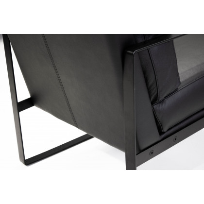 Mobital Mitchell Square Arms Solid Armchair - Black, Leather