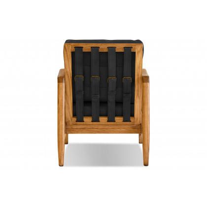 Mobital Craftsman Square Arms Lounge Chair - Black, Leather, Wood Natural Frame