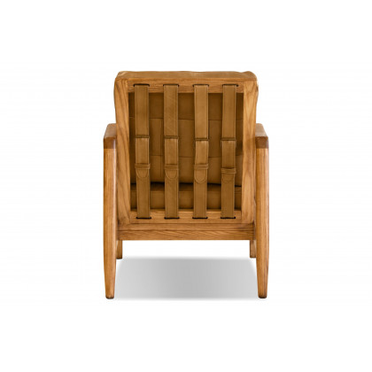 Mobital Craftsman Square Arms Lounge Chair - Tan, Leather, Wood Natural Frame