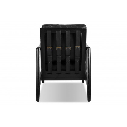 Mobital Craftsman Square Arms Lounge Chair - Black, Leather, Black Matte Frame