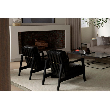 Mobital Craftsman Square Arms Lounge Chair - Black, Leather, Black Matte Frame
