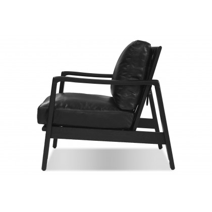 Mobital Craftsman Square Arms Lounge Chair - Black, Leather, Black Matte Frame