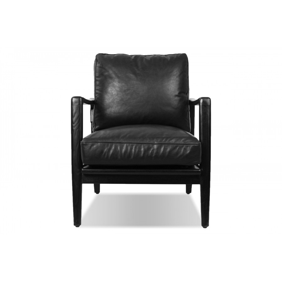 Mobital Craftsman Square Arms Lounge Chair - Black, Leather, Black Matte Frame