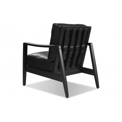Mobital Craftsman Square Arms Lounge Chair - Black, Leather, Black Matte Frame
