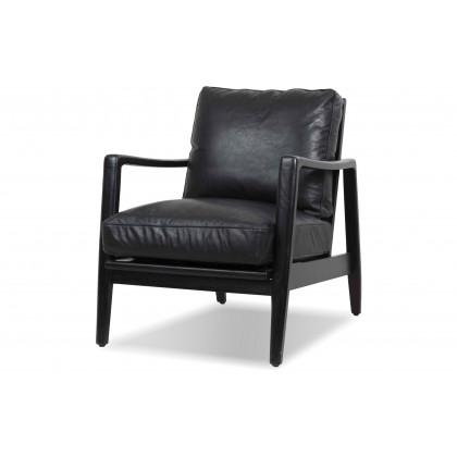 Mobital Craftsman Square Arms Lounge Chair - Black, Leather, Black Matte Frame