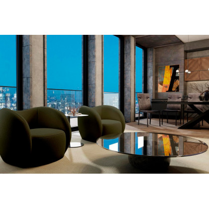 Mobital Dune Swivel Lounge Chair - Army Teddy, Fabric