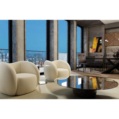 Mobital Dune Swivel Lounge Chair - Cream Teddy, Fabric