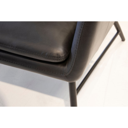 Mobital Morisson Square Arms Lounge Chair - Vintage Black, Leather