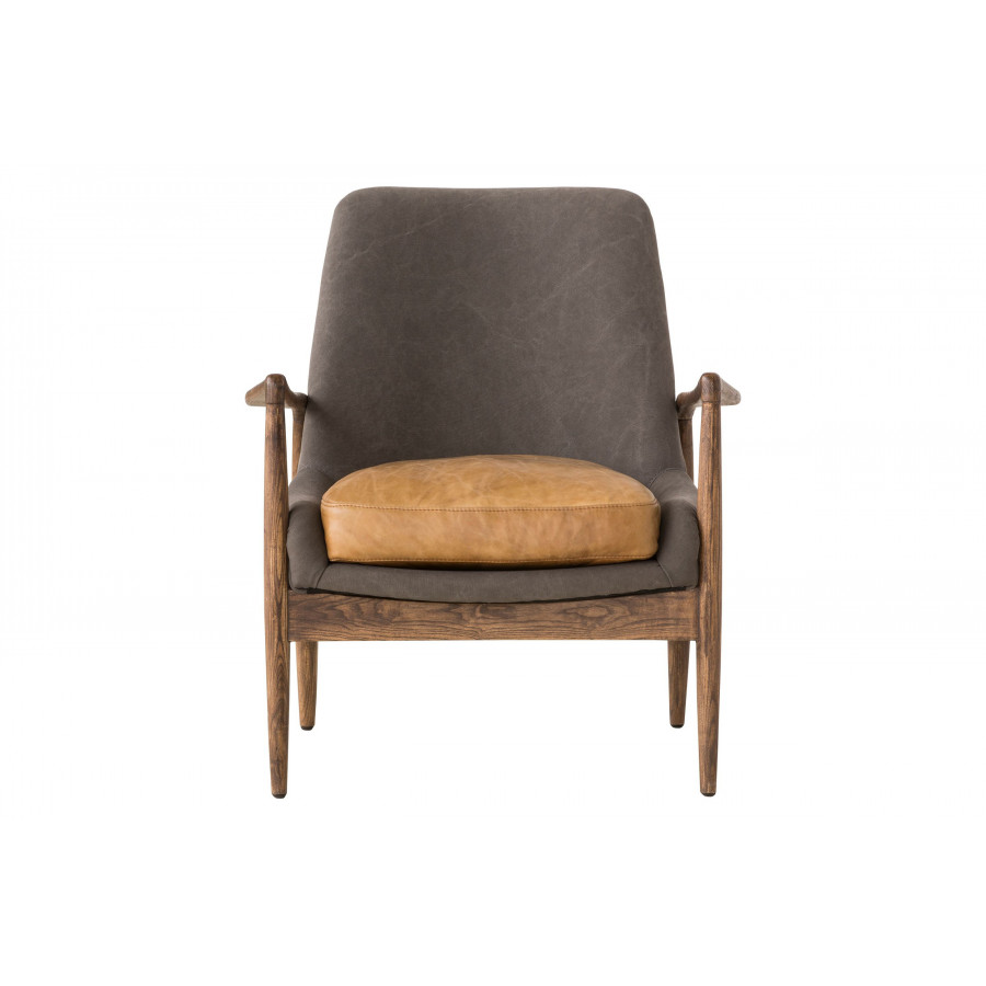 Mobital Reynolds Square Arms Lounge Chair - Gray, Leather/Fabric