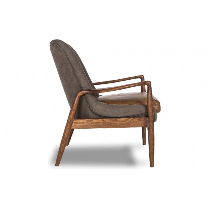 Mobital Reynolds Square Arms Lounge Chair - Gray, Leather/Fabric