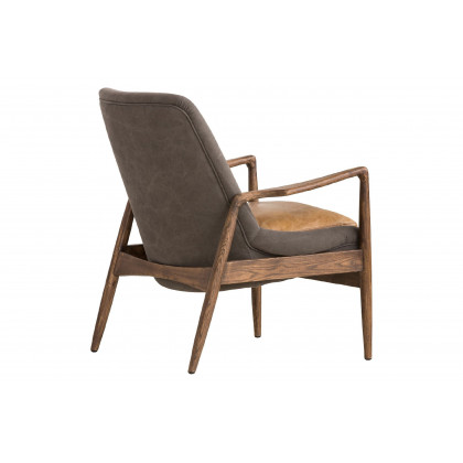 Mobital Reynolds Square Arms Lounge Chair - Gray, Leather/Fabric