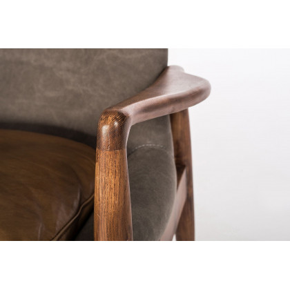Mobital Reynolds Square Arms Lounge Chair - Gray, Leather/Fabric