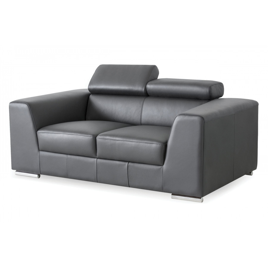 Mobital Icon Stationary Loveseat - Dark Gray, Leather