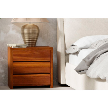 Mobital Blanche Night Table with 3 Drawers - Natural Walnut
