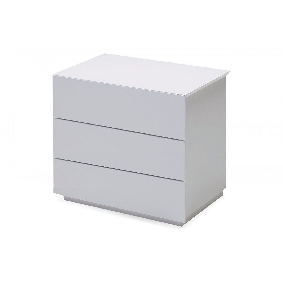 Mobital Vex Night Table with 3 Drawers - Matte White, Wood