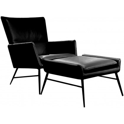 Mobital Morisson Otttoman - Vintage Black, Leather