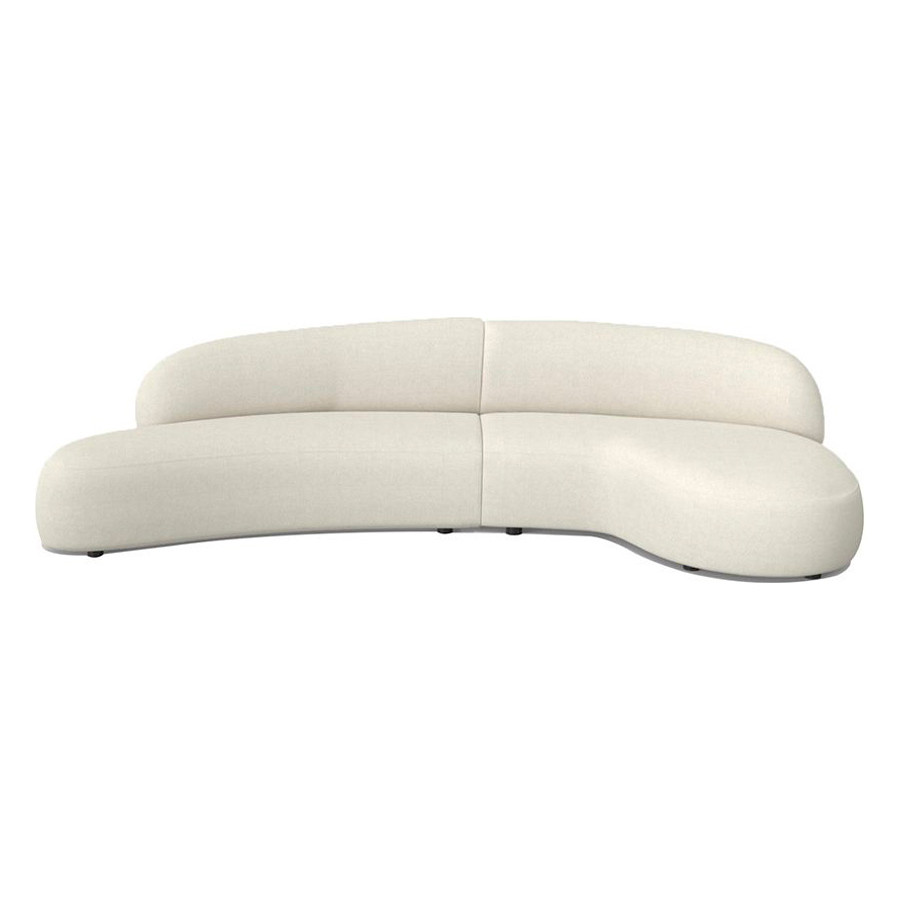 Mobital Moritz 2-Piece Chaise Facing Right Sectional - White, Fabric