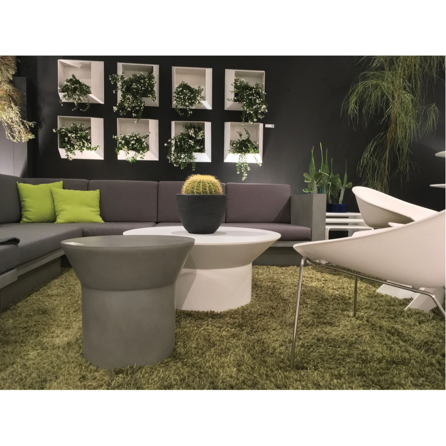 Mobital Boracay Round Coffee Table - White, Concrete